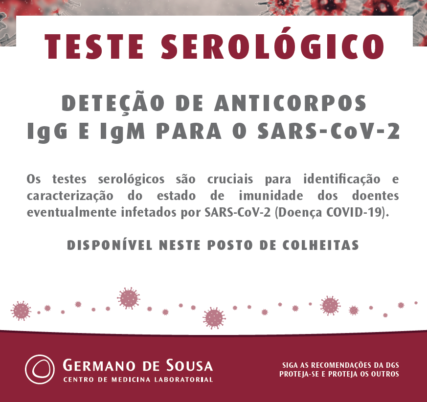 Teste Serológico para deteção de anticorpos das classes IgG E IgM SARS-COV-2