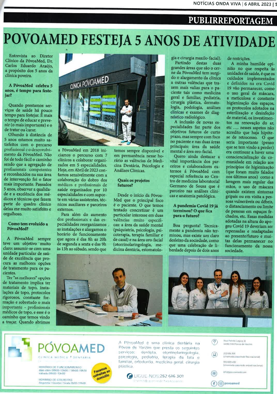 Reportagem Jornal Póvoa - Onda Viva Abril 2023